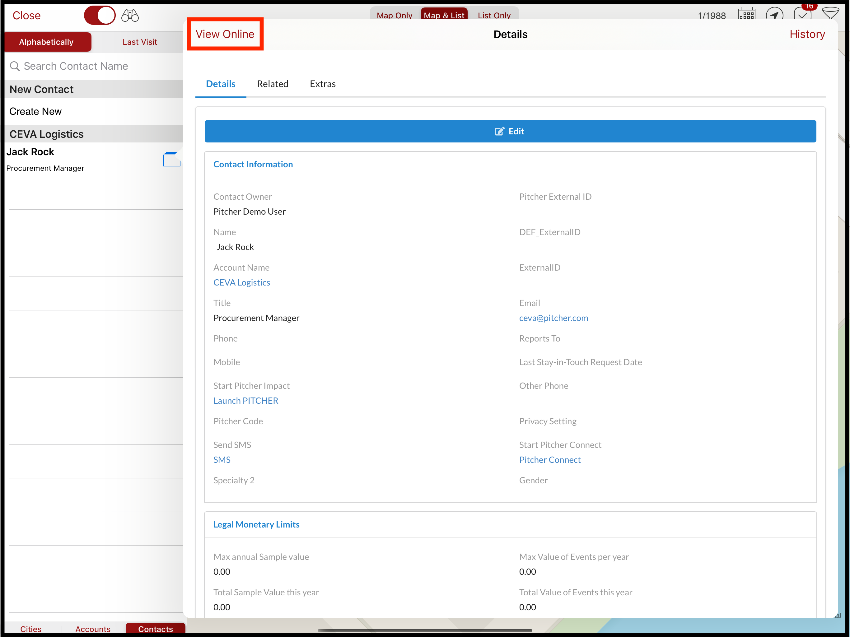 View Online option to manage account in CRM Portal