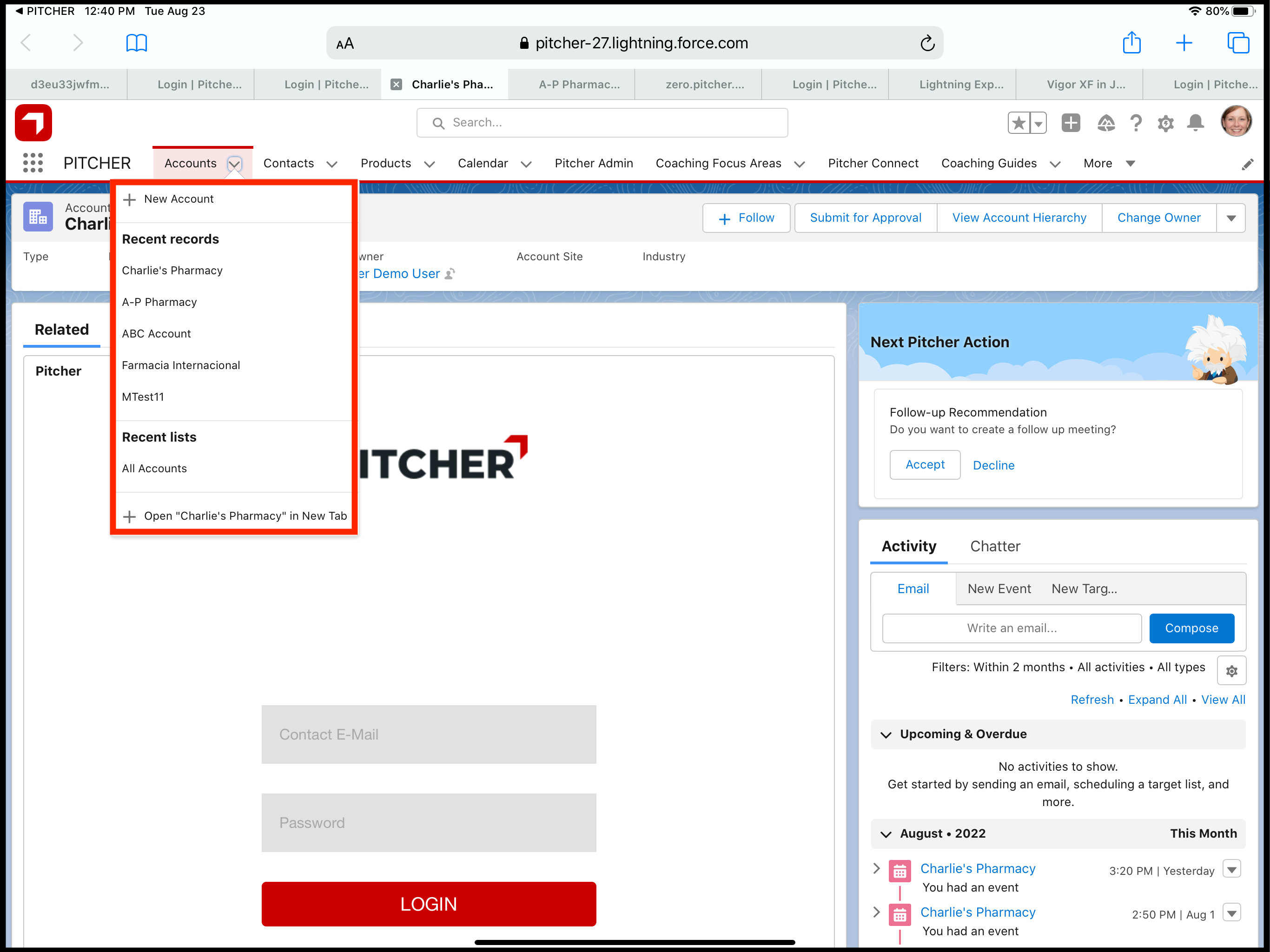 Sub menus in accounts