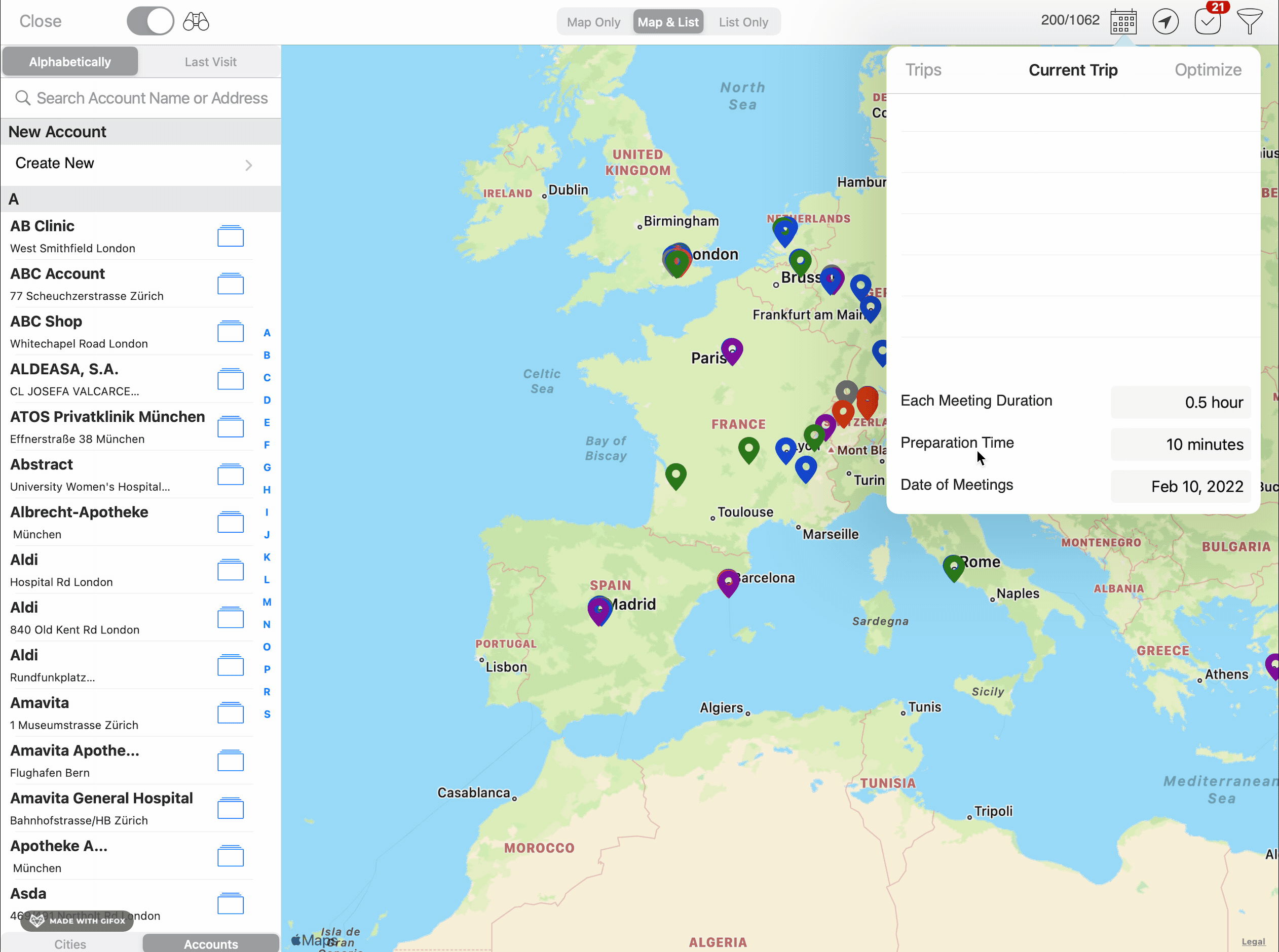 Form controls to adjust preparation time for each call