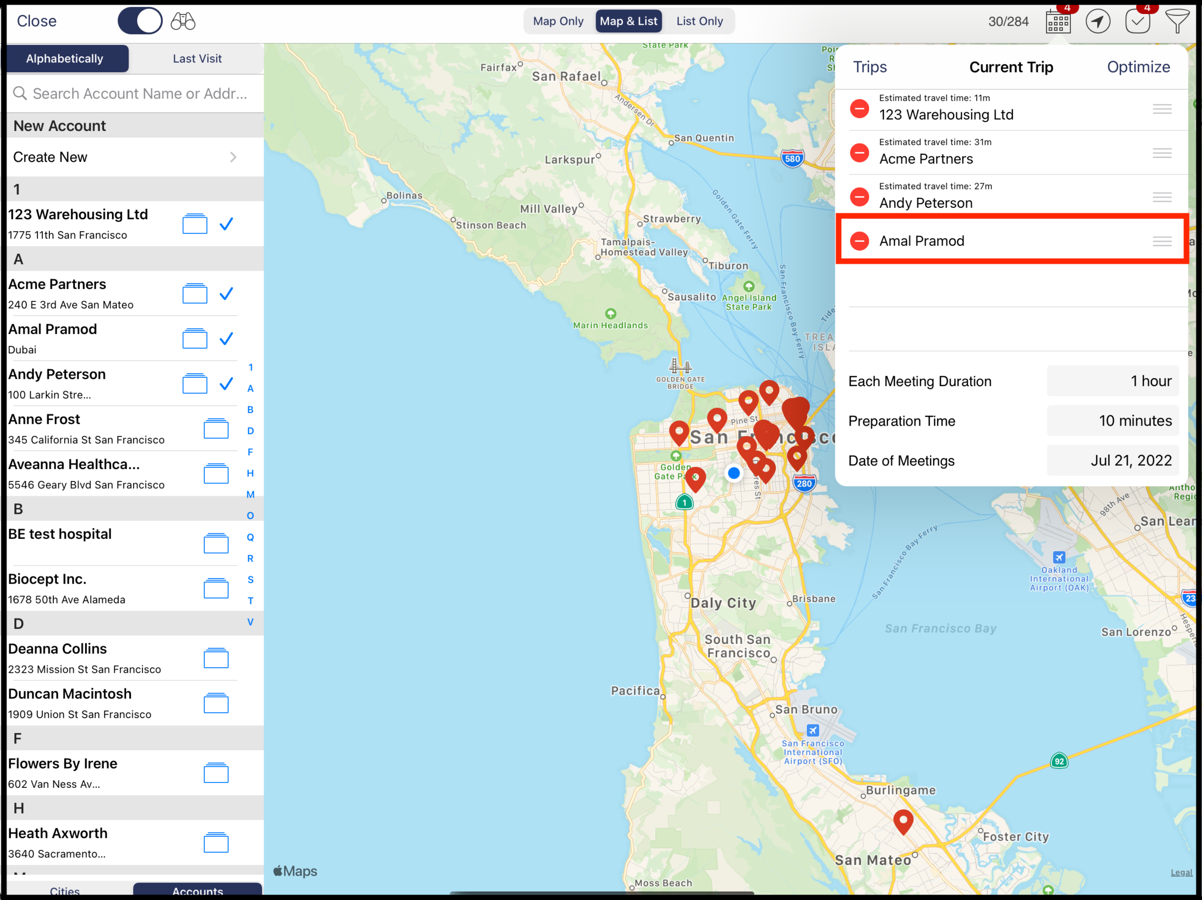 Estimated travel time not available for account without location