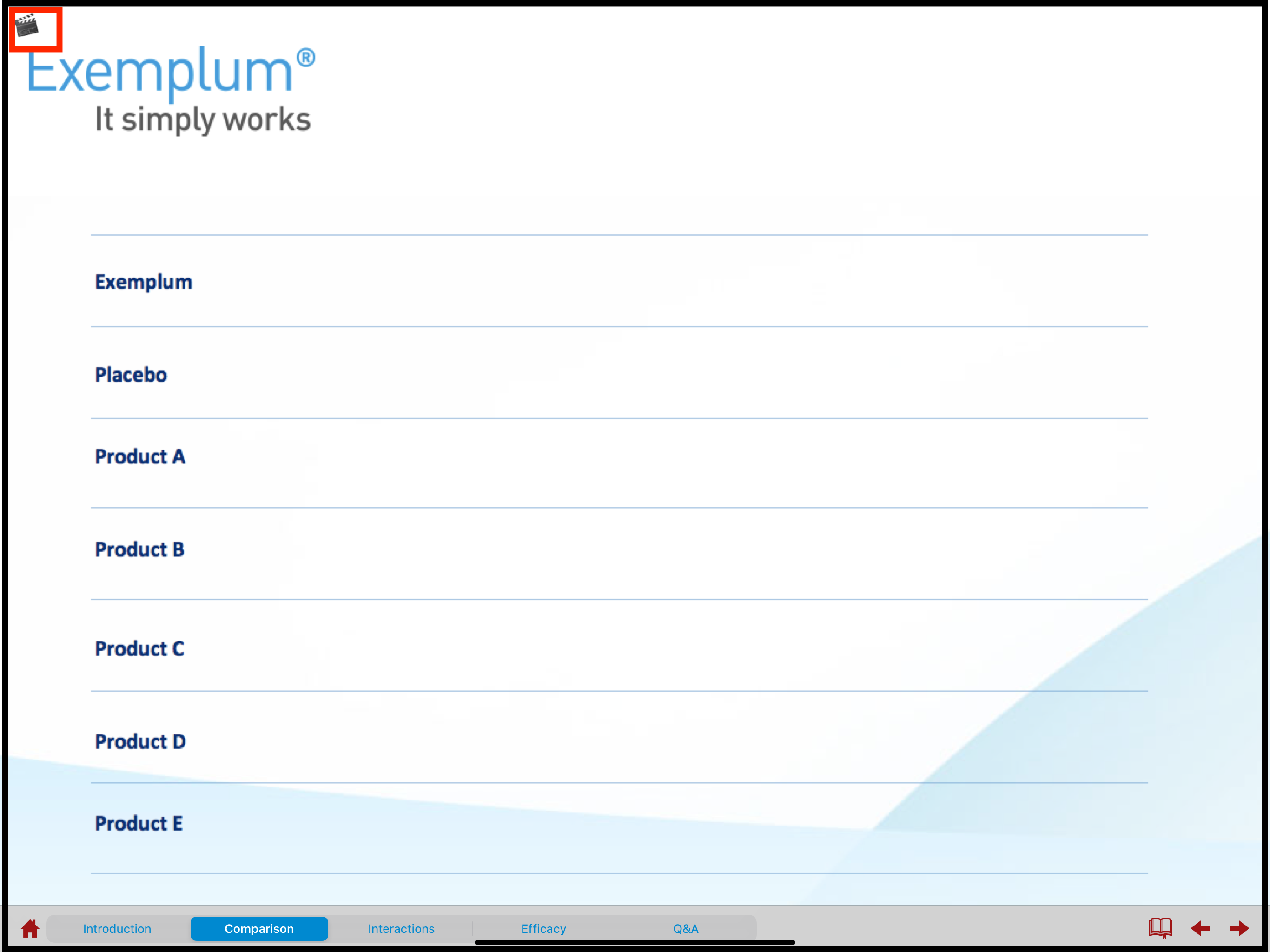 Animated slides indicated by small movie icon