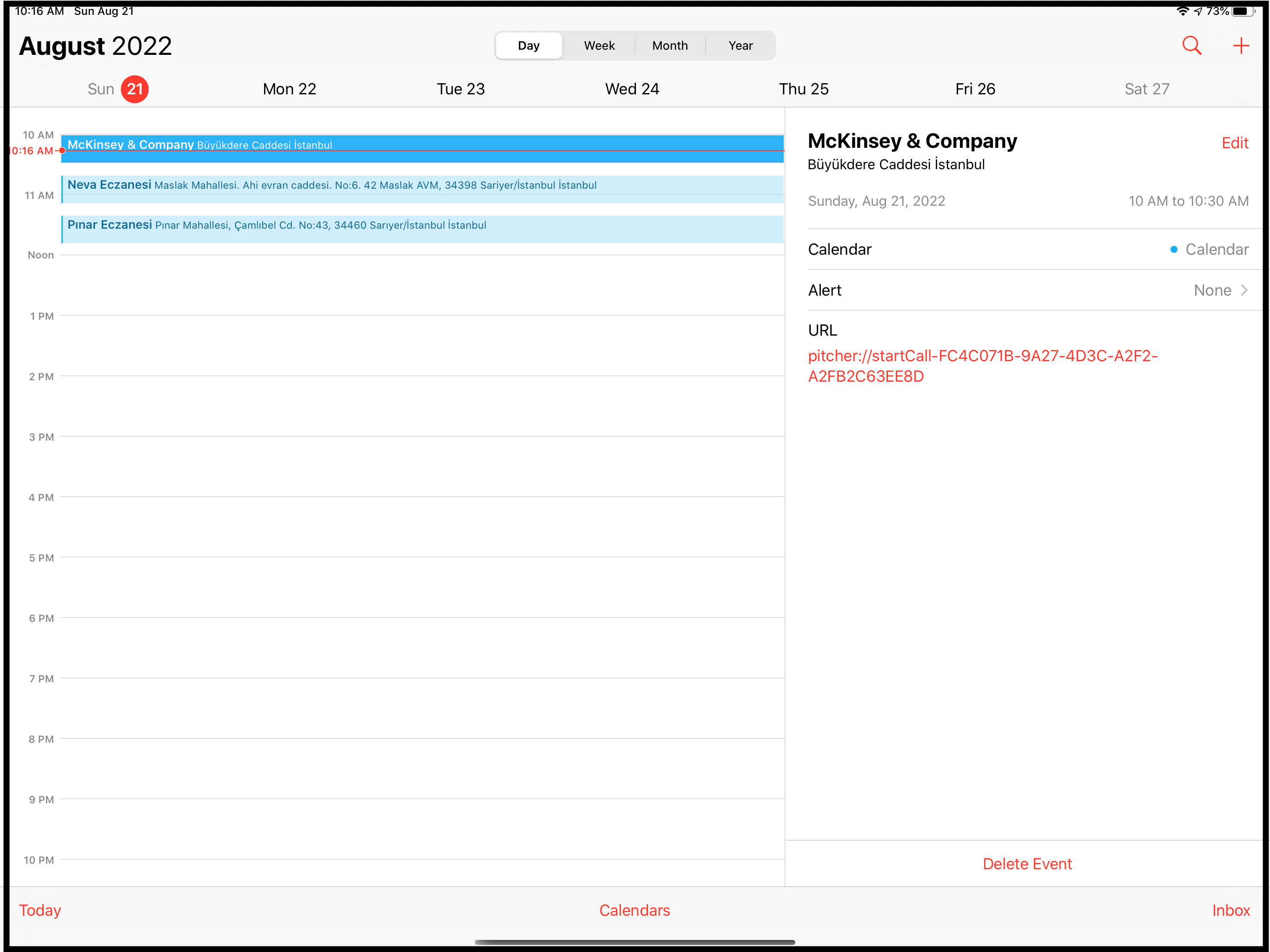 Meetings in the iPad Calendar