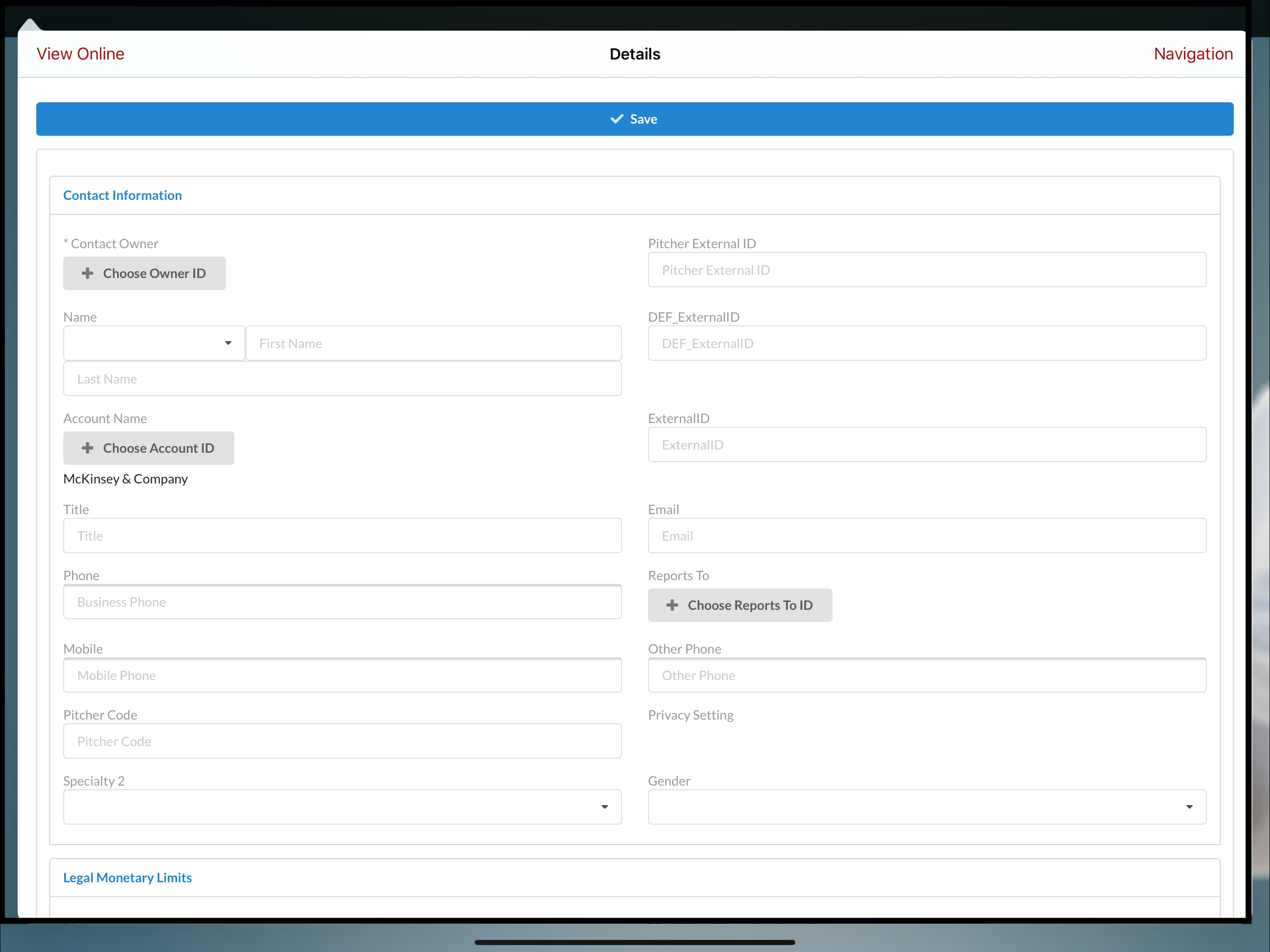 New contact form