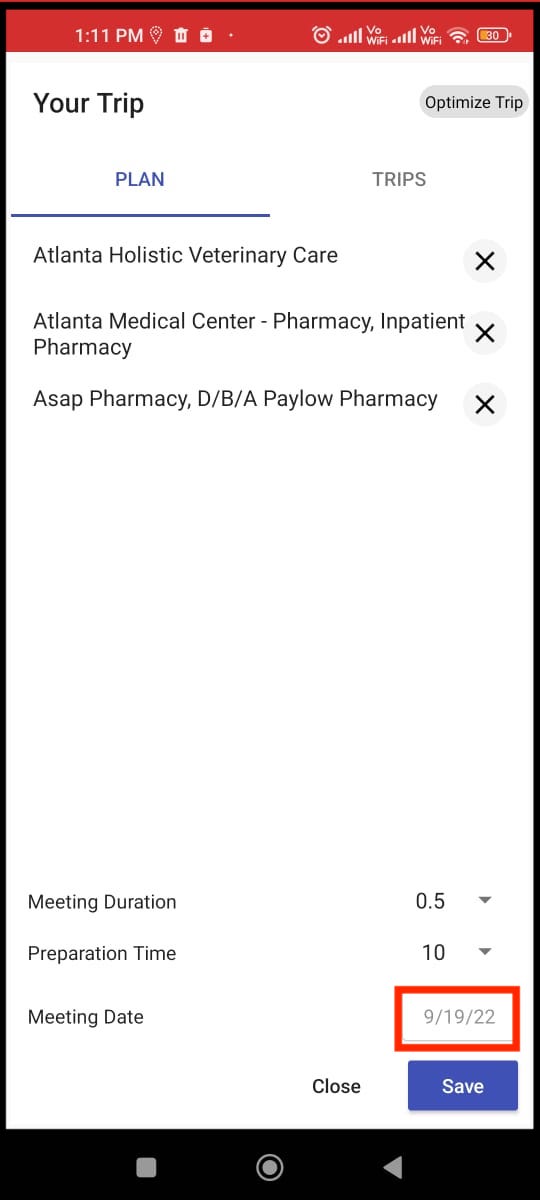 Select date and tap on save