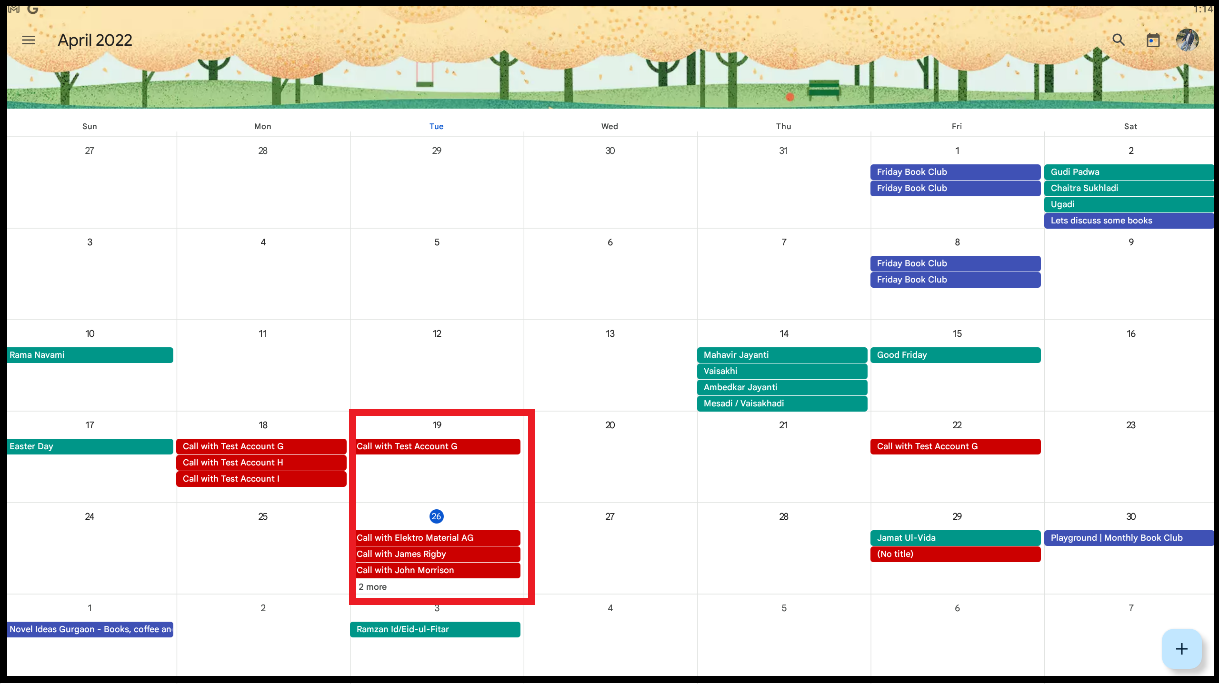 System calendar displays the scheduled quick calls