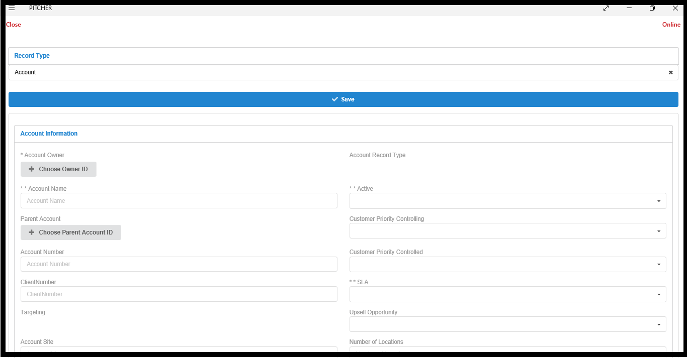 New Account Creation Form