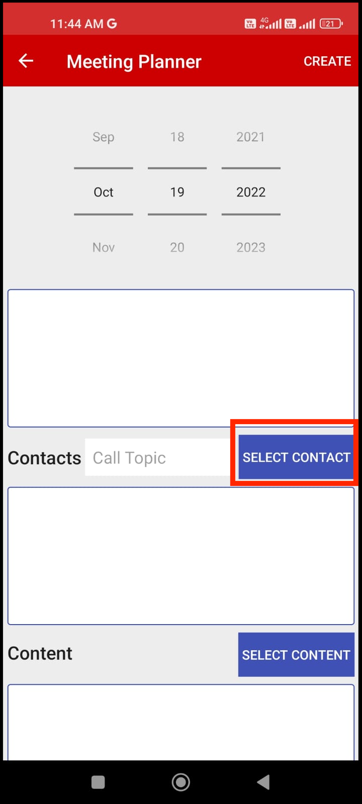 Select Contact in Call Planning