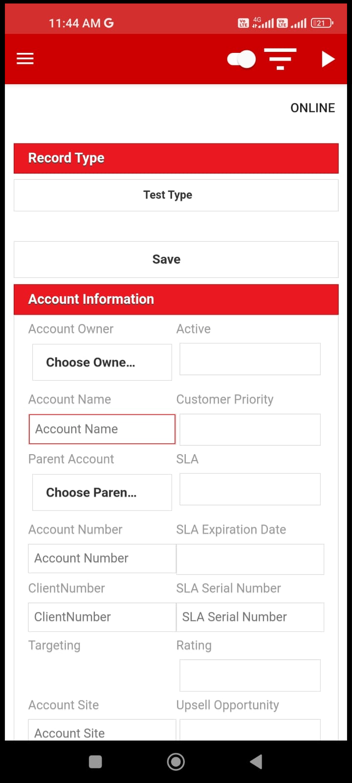 New Account Creation Form