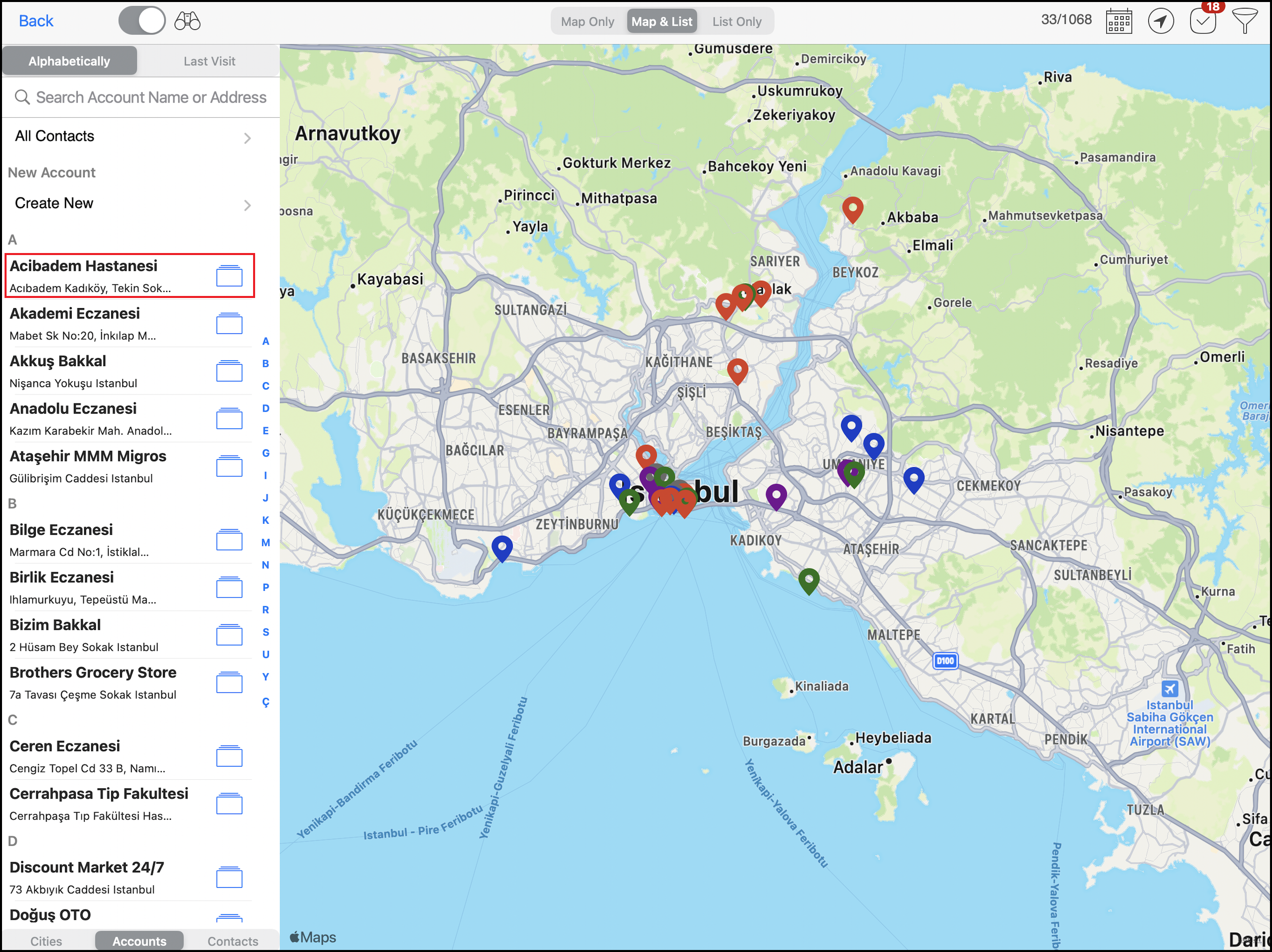 Search and Select Account