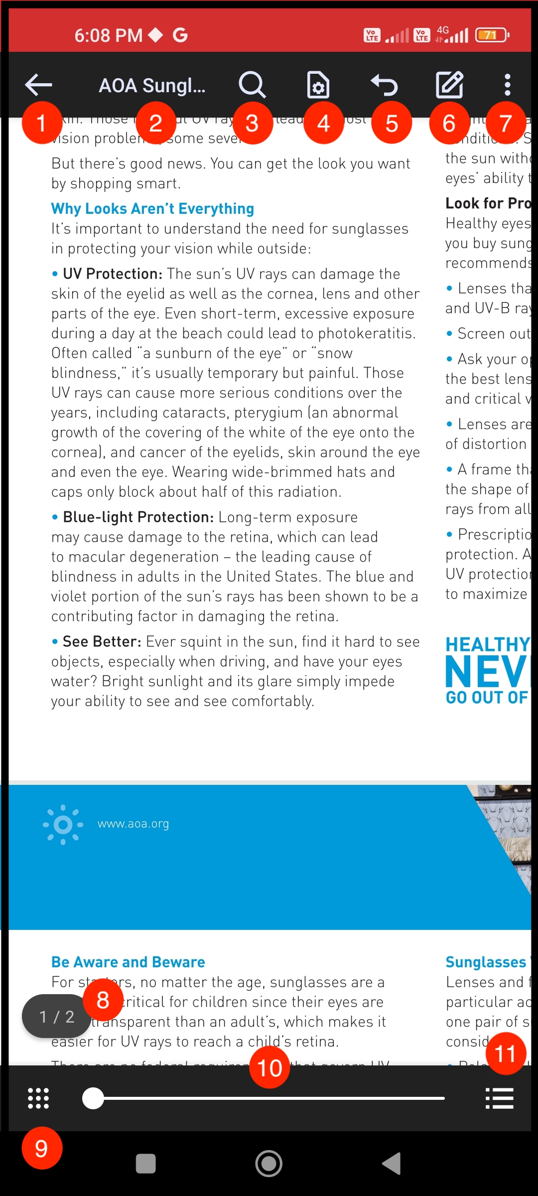 Android Pitcher PDF Navigation on Android