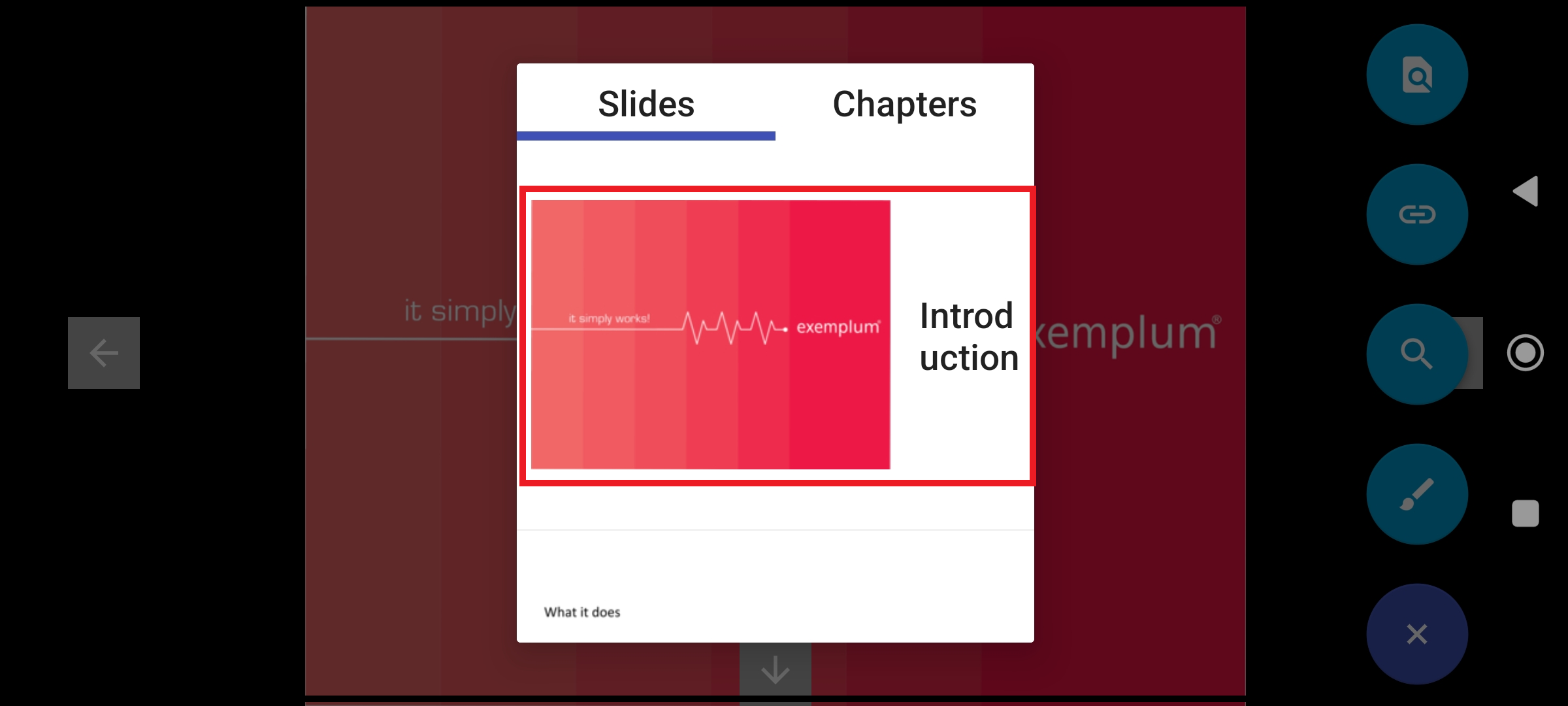 Selected slide for quick navigation