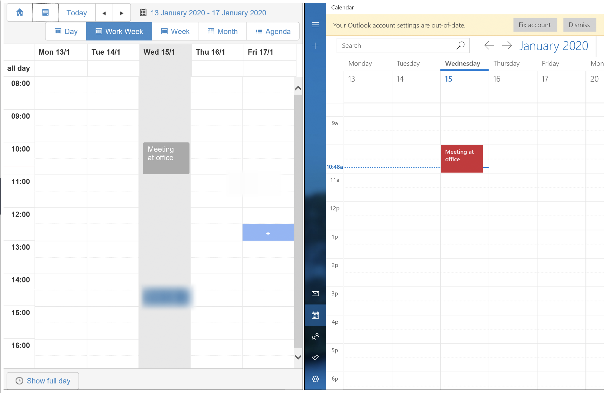 Calendar on Windows Device