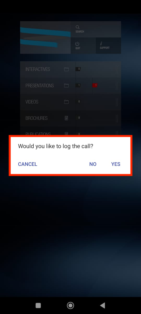 Confirmation for logging the call