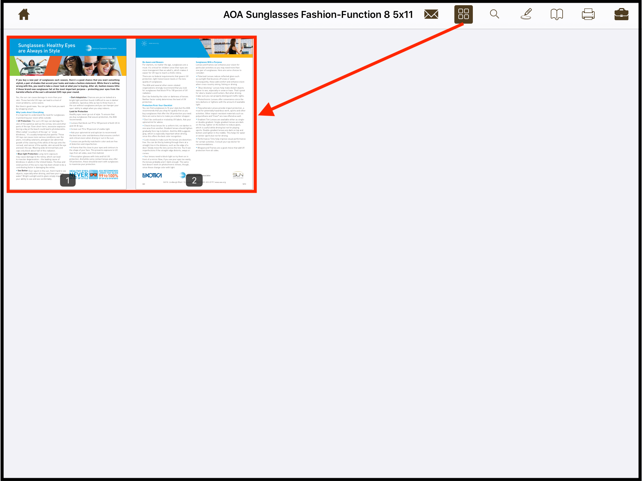 Grid view in the PDF