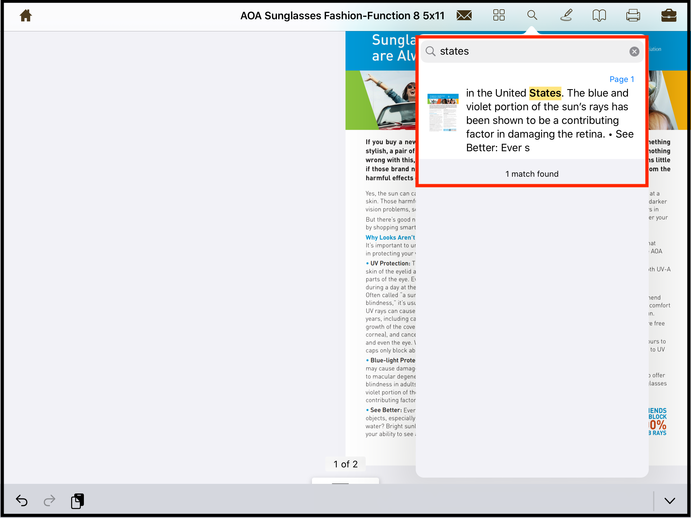 Search text within the PDF