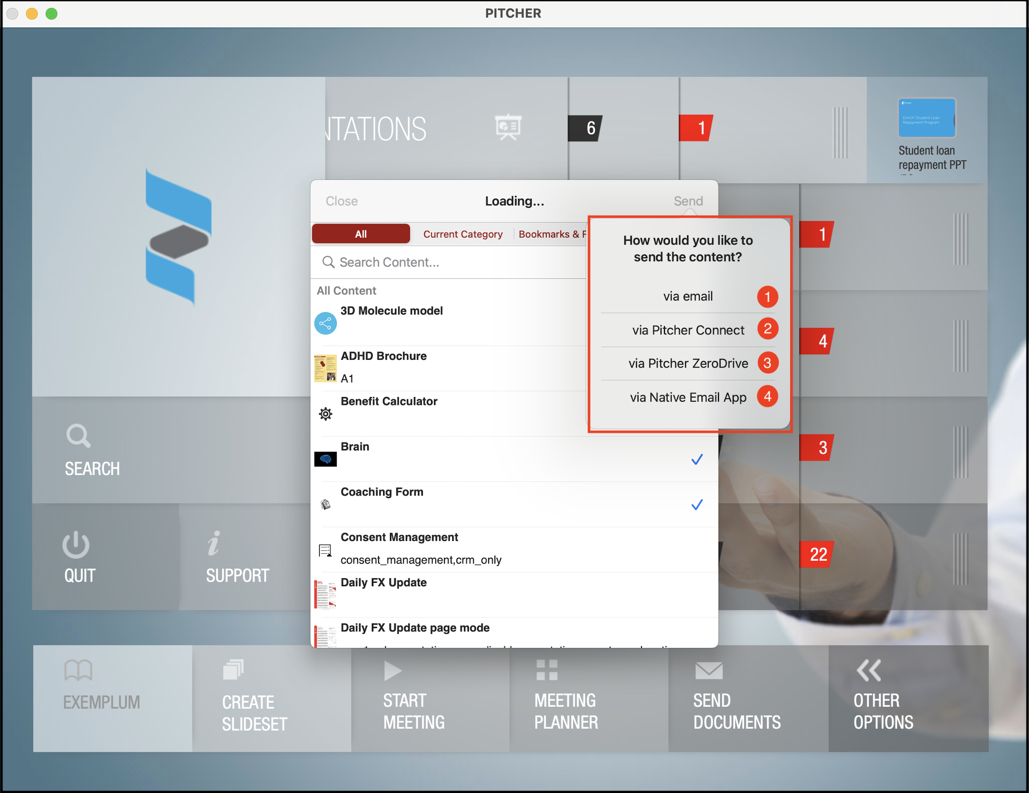 Various options for sending document