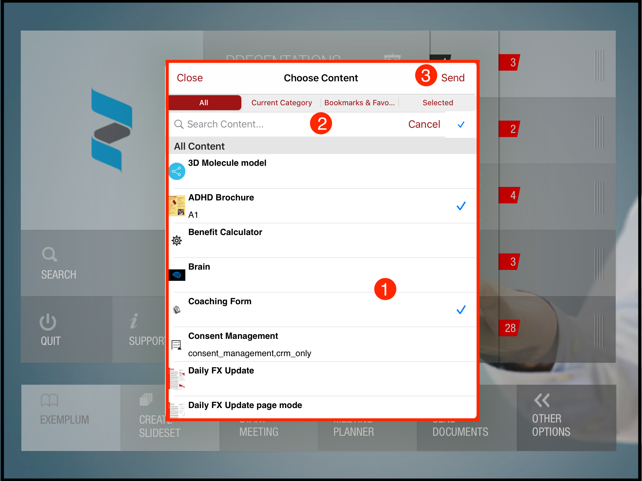 select content pop window