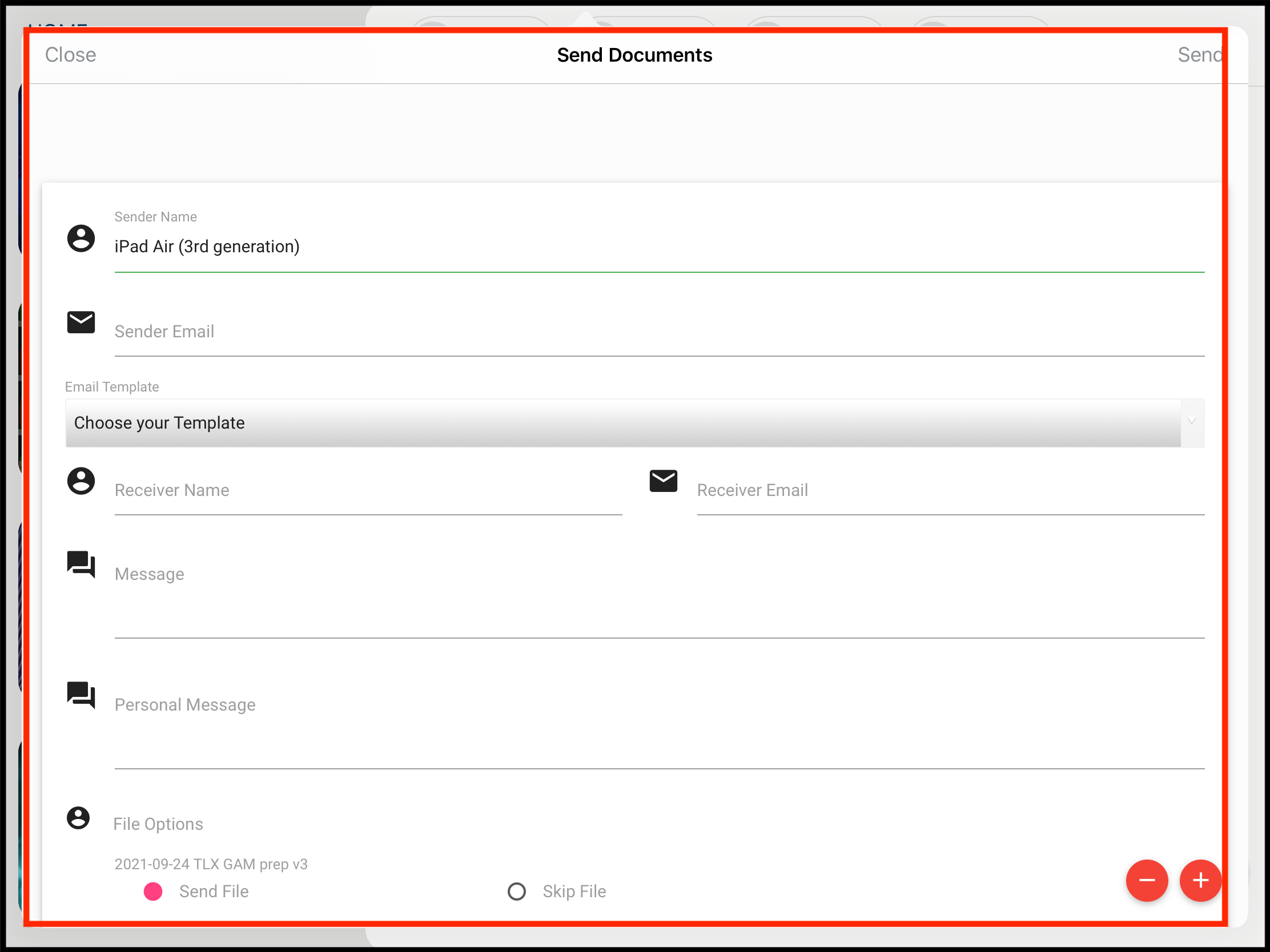 Send content via Zero Drive form