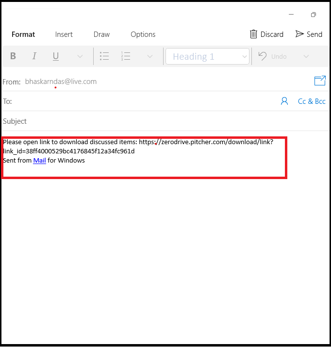 Email with content download link