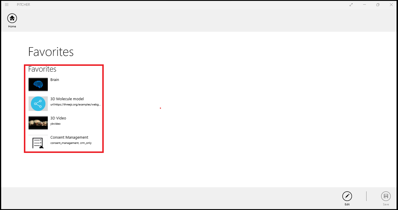 List of contents added to favorites