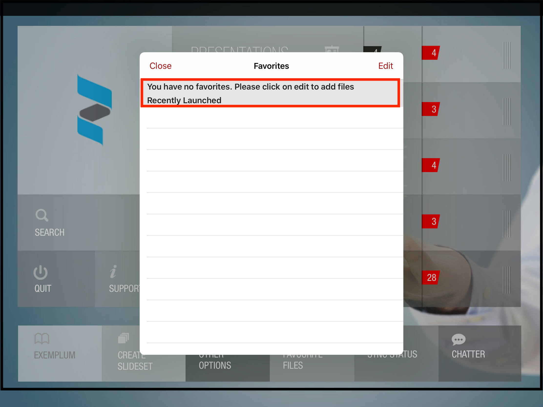 Message Alerting User to Add Files