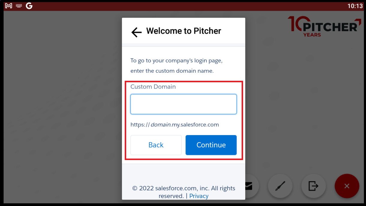 Access with Custom Domain window
