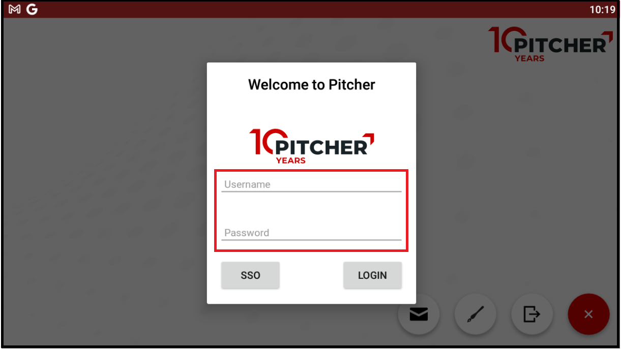 Username and password pop up window