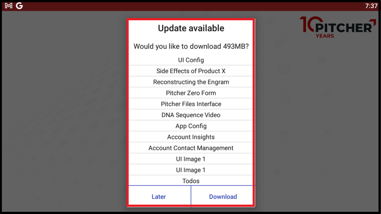 Download updates for the instance