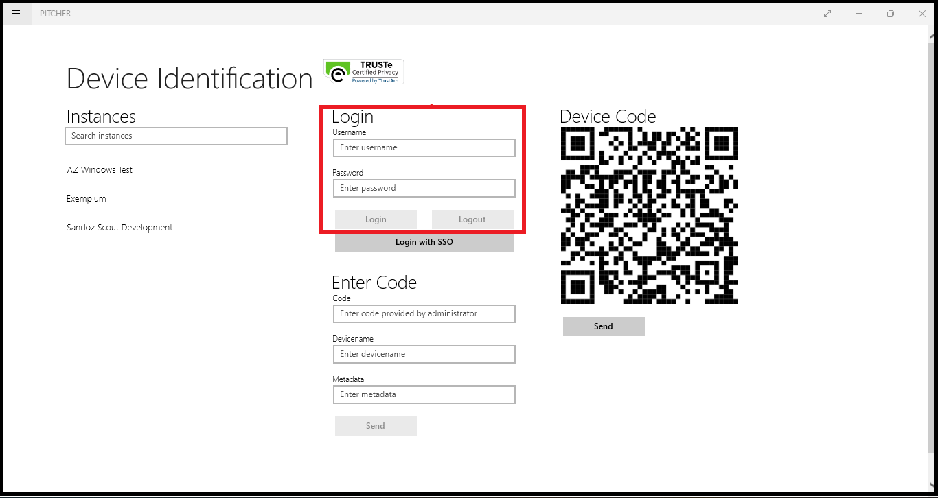 Login using username and password