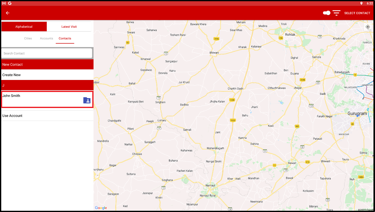 Contact within the selected account
