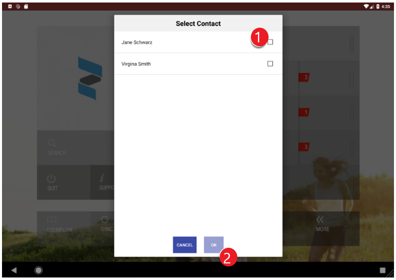Select the contact if not selected in the planning stage