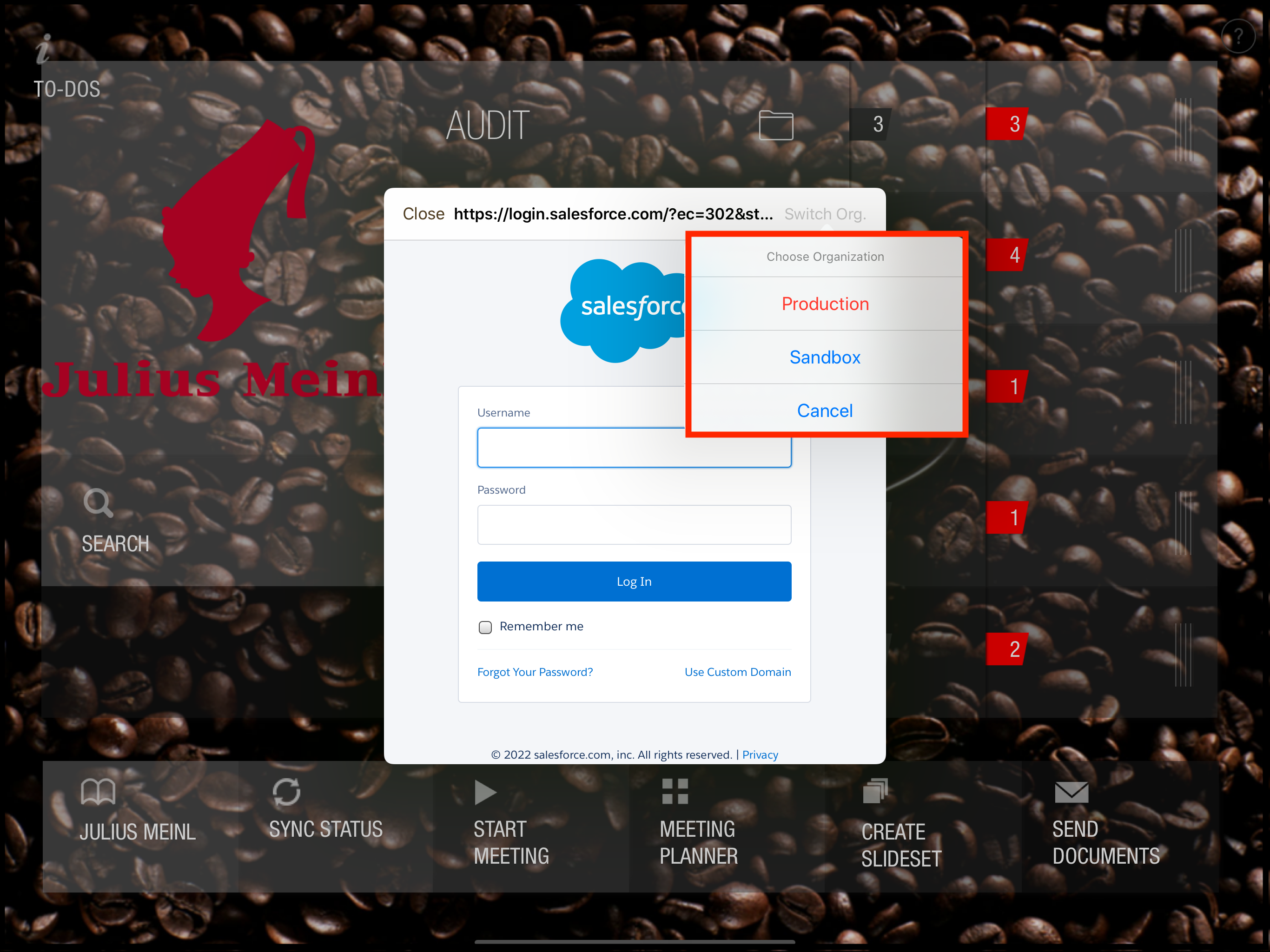 Switching between the environments
