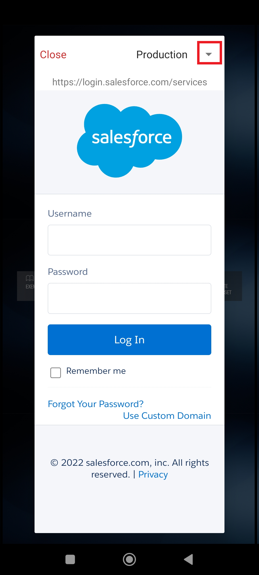 Switching between the environments
