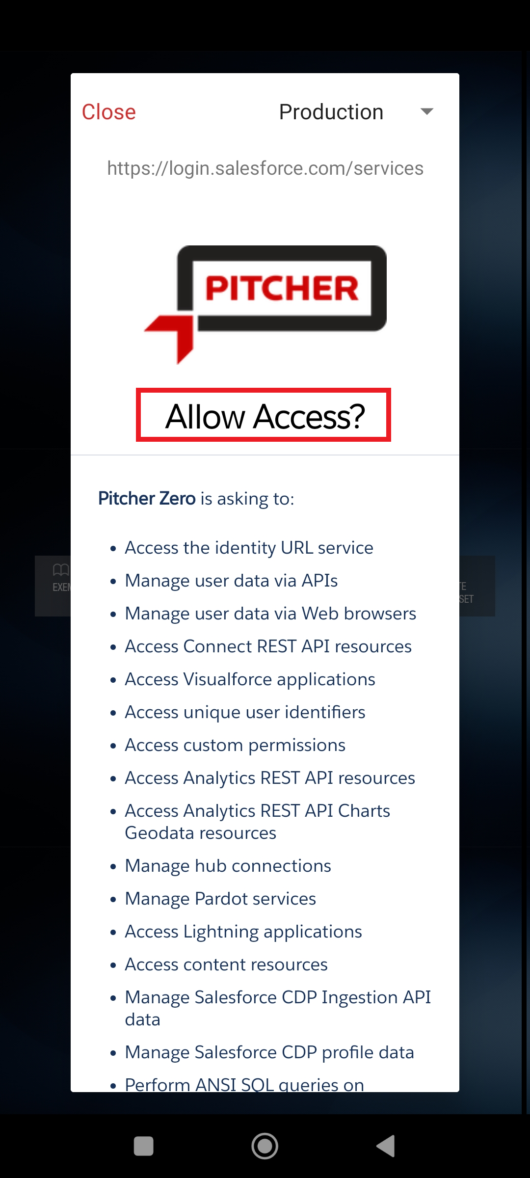 Allow access to resources
