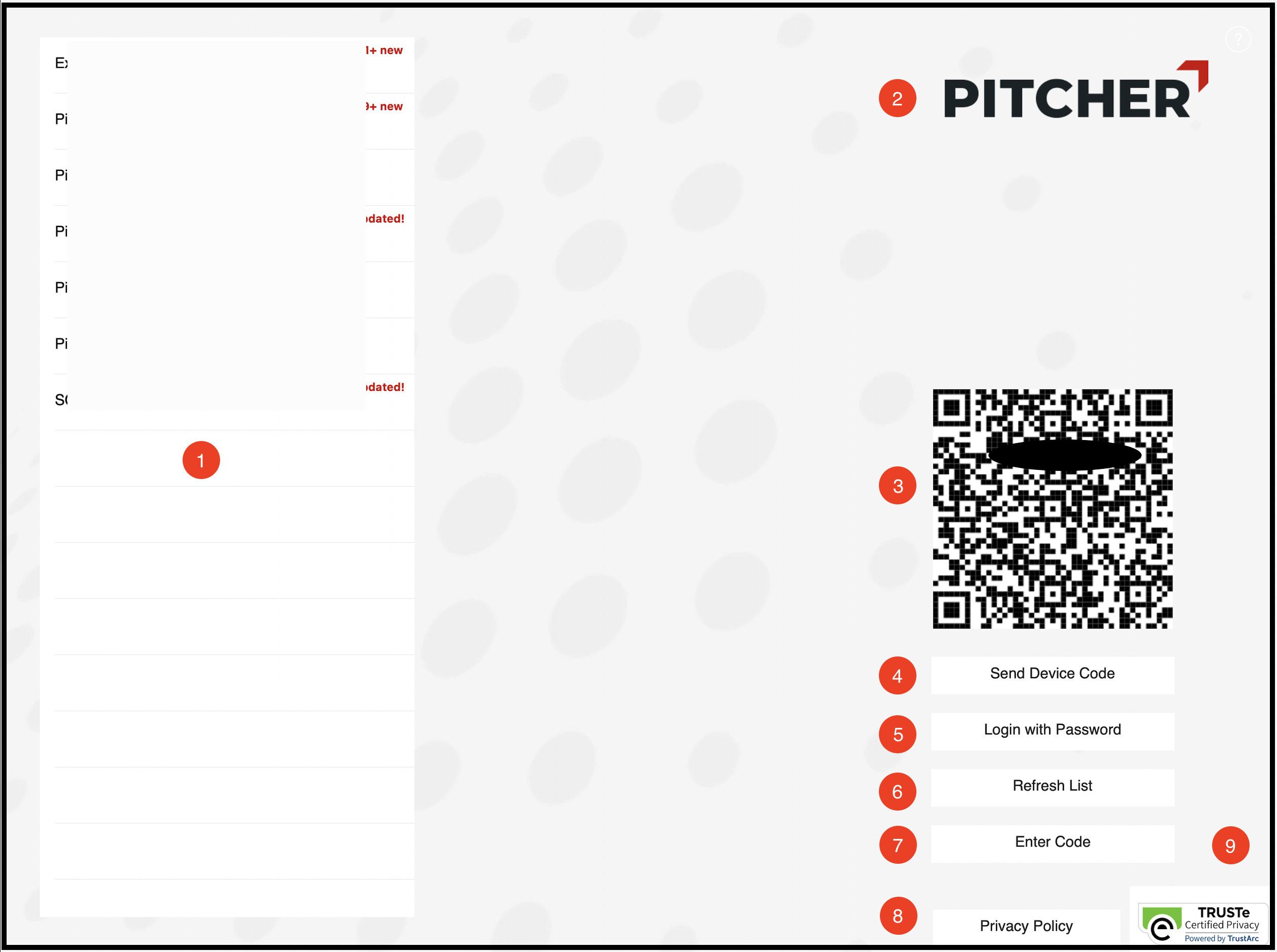 Initial Launch Screen of the Pitcher Impact App on iPad