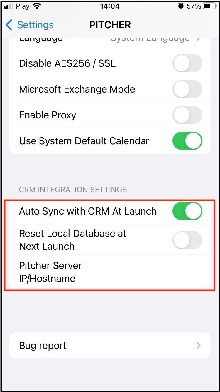 Pitcher Settings in iPhone 2