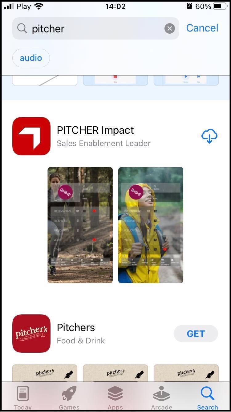 Application search in the app store