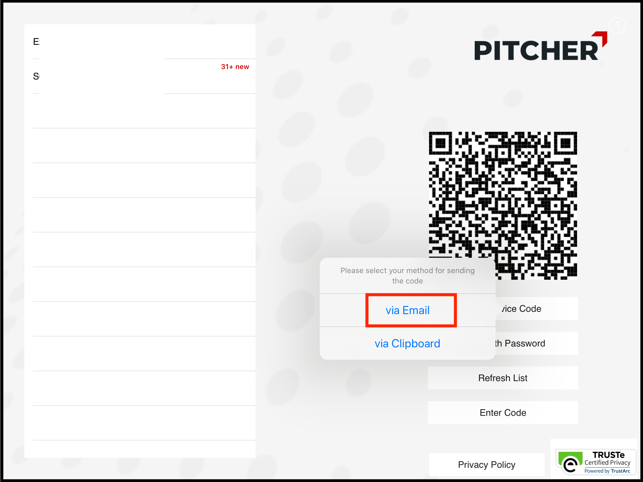 Send Device Code via Email in Impact App