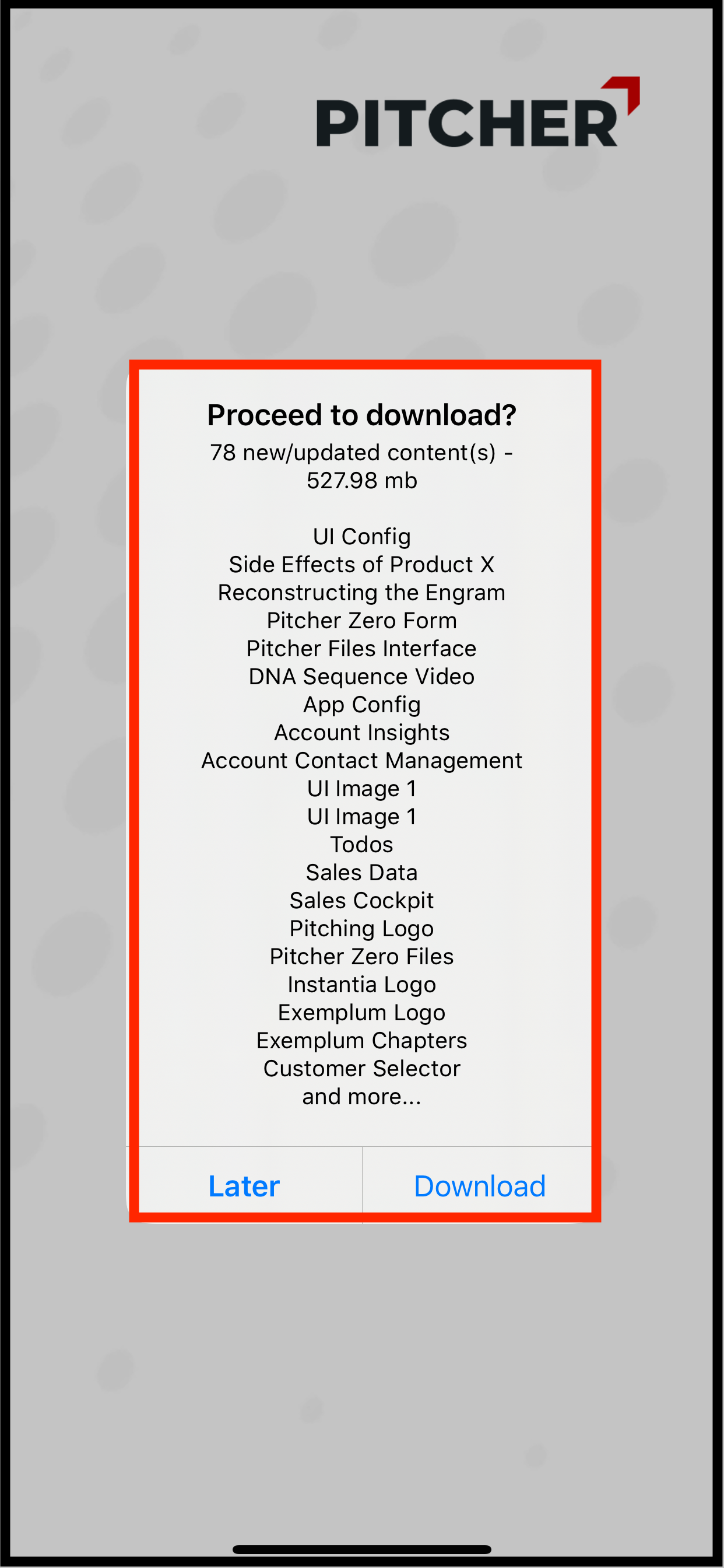 Download popup in iPhone