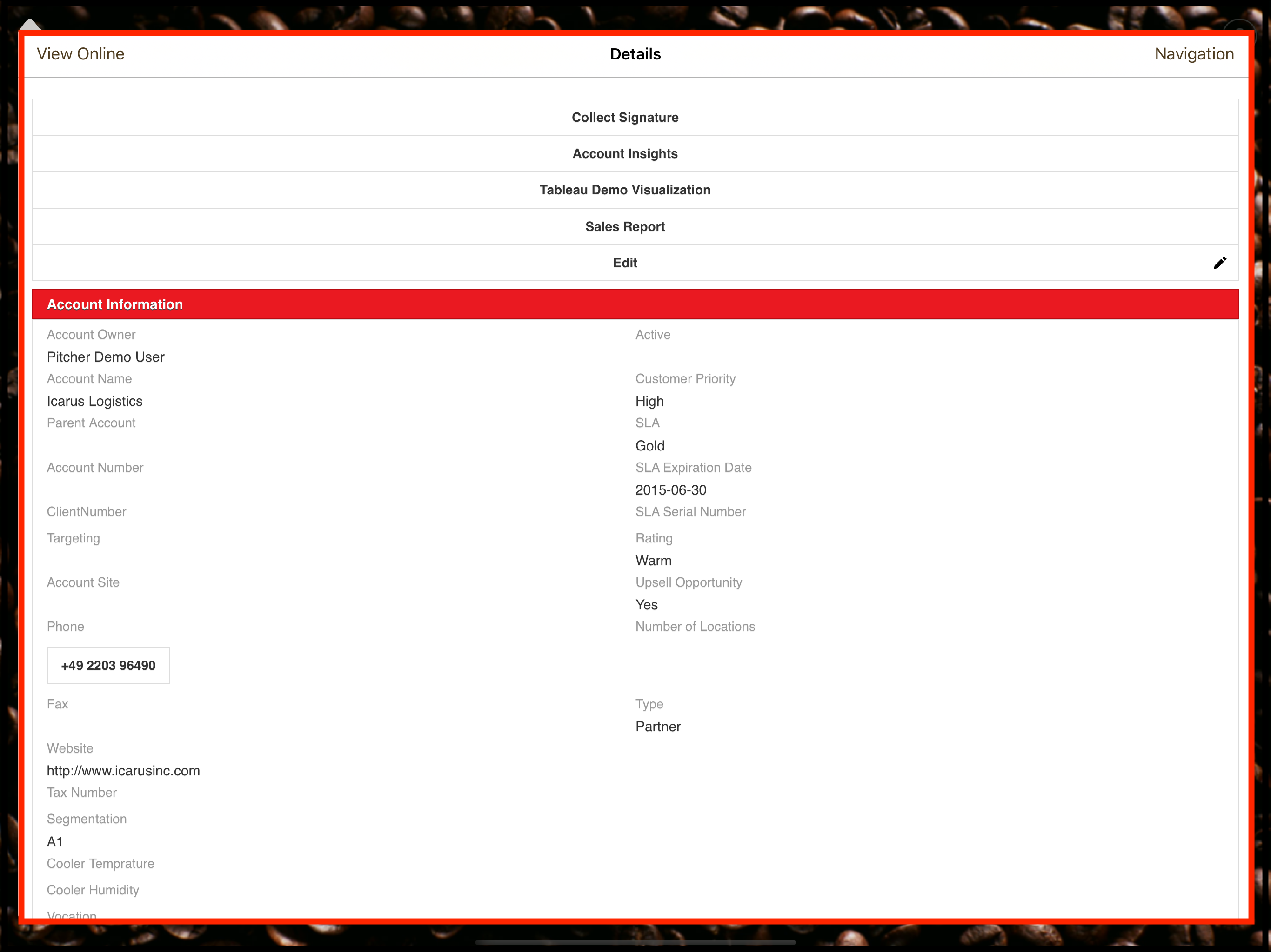 Account details card